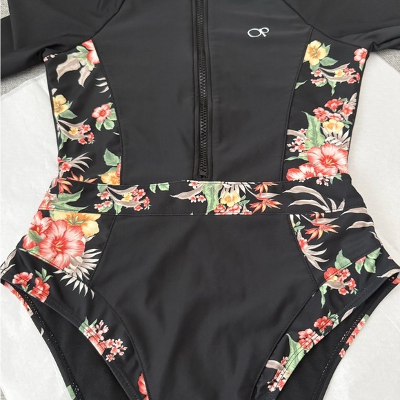 OP Black Floral Women's One Piece Swimsuit - Picture 7 of 9